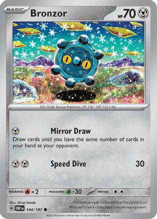 Bronzor 144/197 - Reverse Holofoil SV03 Obsidian Flames - Common