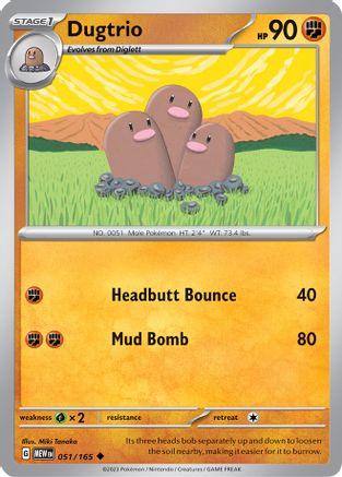 Dugtrio 051/165 - Reverse Holofoil SV Scarlet & Violet 151 - Uncommon