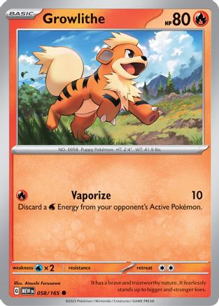Growlithe 058/165 - Reverse Holofoil SV Scarlet & Violet 151 - Common