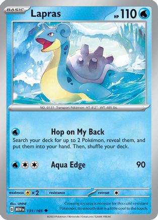 Lapras 131/165 - Reverse Holofoil SV Scarlet & Violet 151 - Uncommon