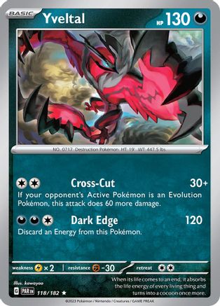 Yveltal 118/182 - Holofoil SV04 Paradox Rift - Rare