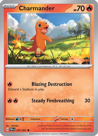 Charmander 007/091 - Reverse Holofoil SV Paldean Fates - Common