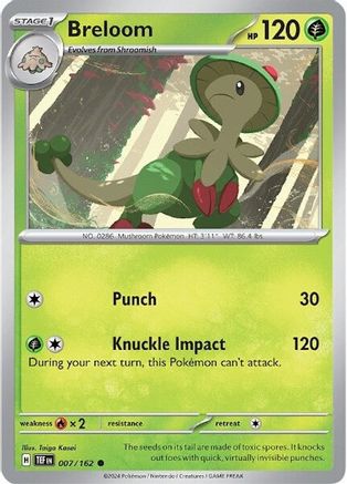 Breloom 007/162 - Reverse Holofoil SV05 Temporal Forces - Common