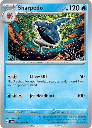 Sharpedo 043/162 - Reverse Holofoil SV05 Temporal Forces - Uncommon