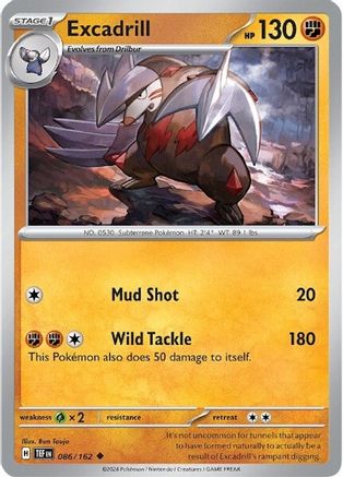 Excadrill 086/162 - Reverse Holofoil SV05 Temporal Forces - Uncommon