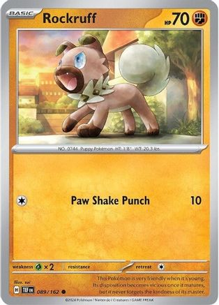 Rockruff 089/162 - Reverse Holofoil SV05 Temporal Forces - Common