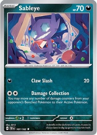Sableye 107/162 - Reverse Holofoil SV05 Temporal Forces - Uncommon