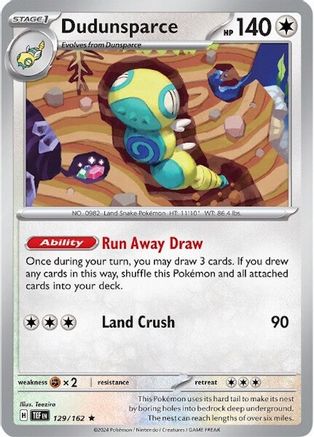 Dudunsparce 129/162 - Reverse Holofoil SV05 Temporal Forces - Rare