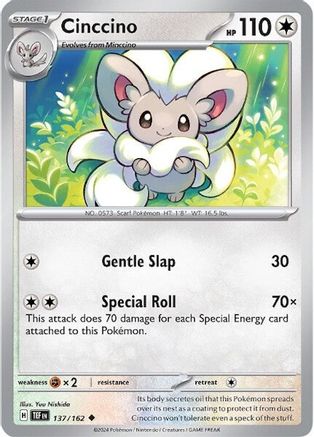 Cinccino 137/162 - Reverse Holofoil SV05 Temporal Forces - Uncommon