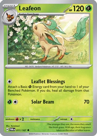 Leafeon 011/167 - Reverse Holofoil SV06 Twilight Masquerade - Uncommon
