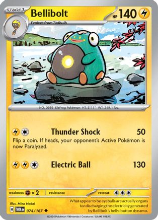 Bellibolt 074/167 - Reverse Holofoil SV06 Twilight Masquerade - Uncommon
