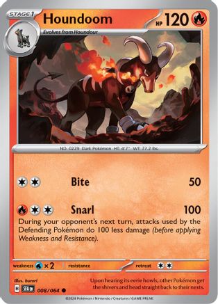 Houndoom 008/064 - Reverse Holofoil SV Shrouded Fable - Common
