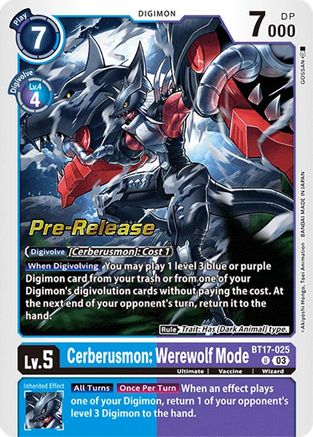 Cerberusmon: Werewolf Mode (BT17-025) - Secret Crisis Pre-Release Cards Foil