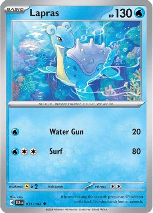Lapras 031/142 - Reverse Holofoil SV07 Stellar Crown - Uncommon