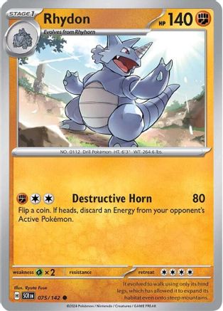 Rhydon 075/142 - Reverse Holofoil SV07 Stellar Crown - Common