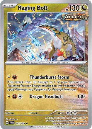 Raging Bolt 111/142 - Holofoil SV07 Stellar Crown - Rare