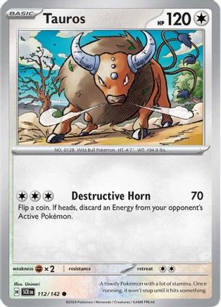 Tauros 112/142 - Reverse Holofoil SV07 Stellar Crown - Common