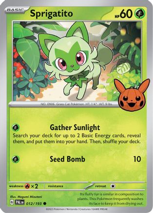 Sprigatito 012/193 Trick or Trade BOOster Bundle 2024 - Common
