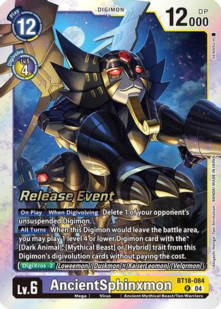 AncientSphinxmon (BT18-084) - Release Special Booster 2.0 Celebration Event Cards Foil