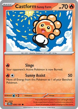 Castform Sunny Form 020/191 - Reverse Holofoil SV08 Surging Sparks - Common
