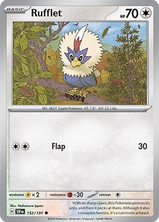 Rufflet 152/191 - Reverse Holofoil SV08 Surging Sparks - Common