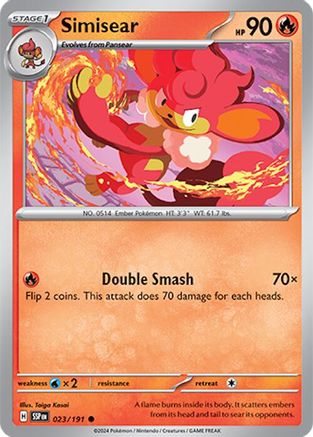 Simisear 023/191 - Reverse Holofoil SV08 Surging Sparks - Common