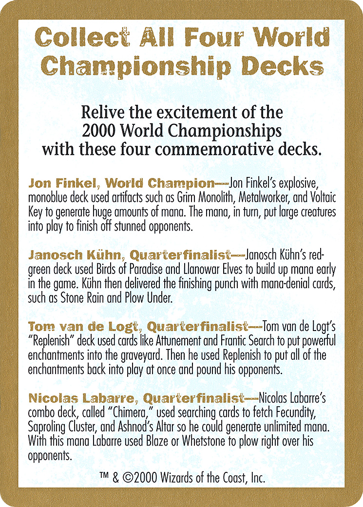 2000 World Championships Ad (WCD-000) - World Championship Decks 2000