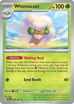 Whimsicott 008/131 - Reverse Holofoil SV Prismatic Evolutions - Rare