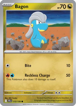 Bagon 112/159 - Reverse Holofoil SV09 Journey Together - Common