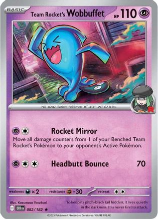 Team Rocket's Wobbuffet 082 - Holofoil SV10 Destined Rivals - Rare