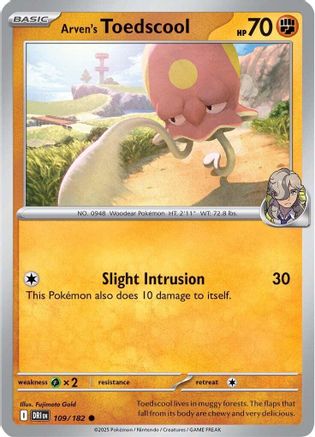 Arven's Toedscool 109 - Reverse Holofoil SV10 Destined Rivals - Common