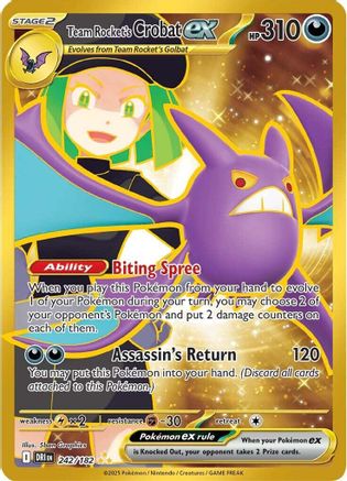 Team Rocket's Crobat ex 242/182 - Holofoil SV10 Destined Rivals - Hyper Rare