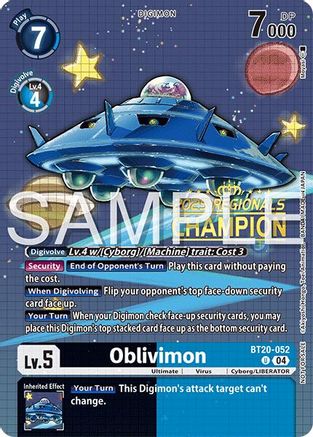 Oblivimon (Regionals 25-26 Season 2 Champion) (BT20-052) - Release Special Booster 2.0 Foil