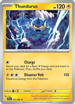 Thundurus 033/086 - Reverse Holofoil SV Black Bolt - Rare