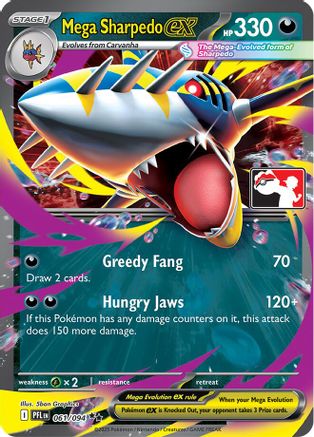 Mega Sharpedo ex 061/094 - Holofoil Prize Pack Series Cards - Double Rare