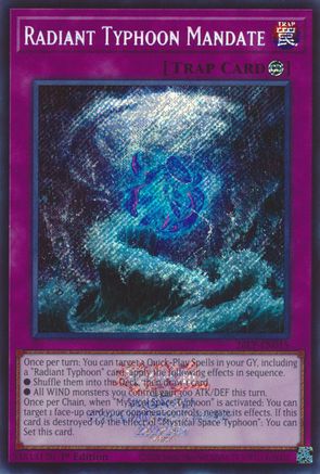 Radiant Typhoon Mandate (Emblazoned Secret Rare) (26LP-EN015) - Limited Pack World Championship 2026 1st Edition