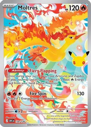 Moltres 130/128 - Holofoil ME 30th Celebration - Illustration Rare