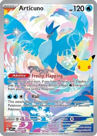 Articuno 132/128 - Holofoil ME 30th Celebration - Illustration Rare