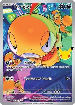 Scraggy 140/128 - Holofoil ME 30th Celebration - Illustration Rare