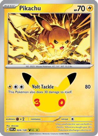 Pikachu 024/128 - Holofoil ME 30th Celebration - Pikachu Rare