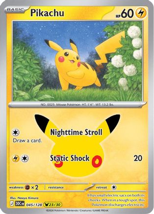 Pikachu 045/128 - Holofoil ME 30th Celebration - Pikachu Rare