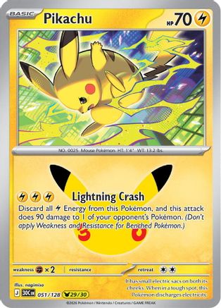Pikachu 051/128 - Holofoil ME 30th Celebration - Pikachu Rare
