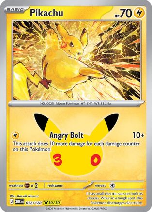 Pikachu 052/128 - Holofoil ME 30th Celebration - Pikachu Rare