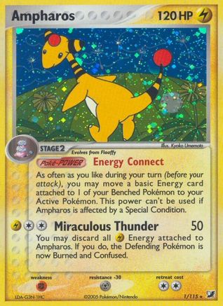 Ampharos 001 - Holofoil Unseen Forces - Holo Rare