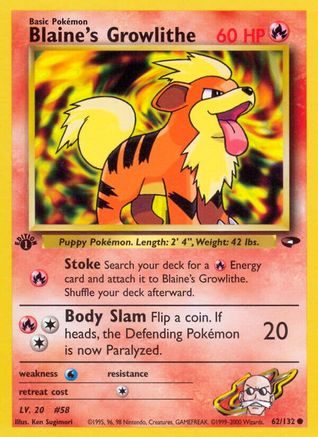 Blaine's Growlithe 062/132 - Unlimited Gym Challenge - Common
