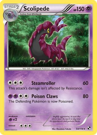 Scolipede 054 - Reverse Holofoil Black and White - Rare