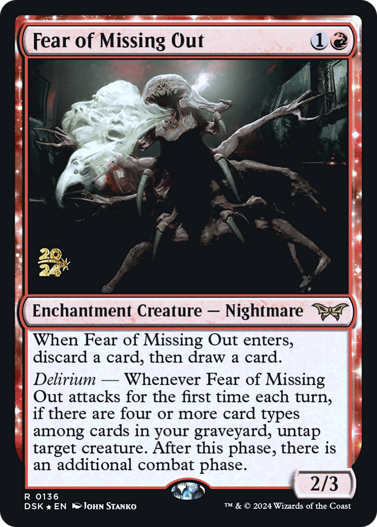 Fear of Missing Out (PRE-136S) - Duskmourn: House of Horror Promos: (enchantment) Foil