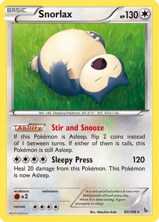 Snorlax 080/106 XY Flashfire - Rare