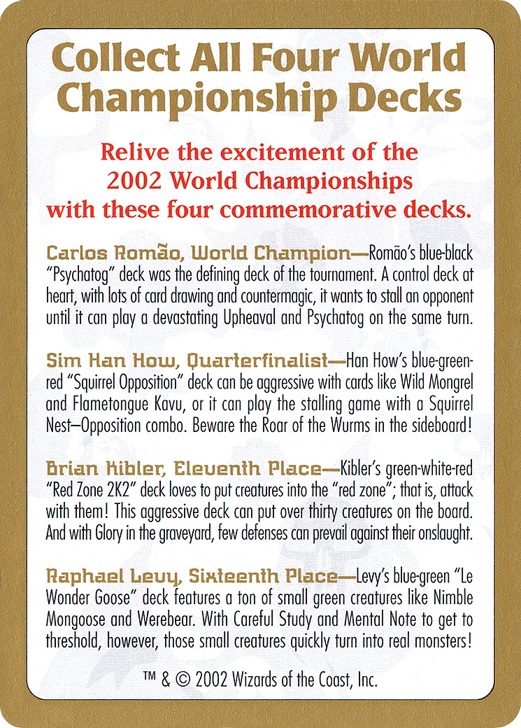 2002 World Championships Ad (WCD-000) - World Championship Decks 2002