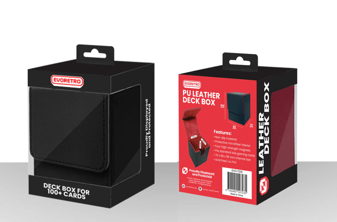 EVORETRO Black Magnetic Deck Box for 100 double-sleeved cards or 120 single sleeved